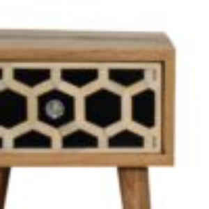Mini Bone Inlay Bedside Table | Handcrafted Pattern | Compact Bedroom Storage