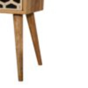 Mini Bone Inlay Bedside Table | Handcrafted Pattern | Compact Bedroom Storage