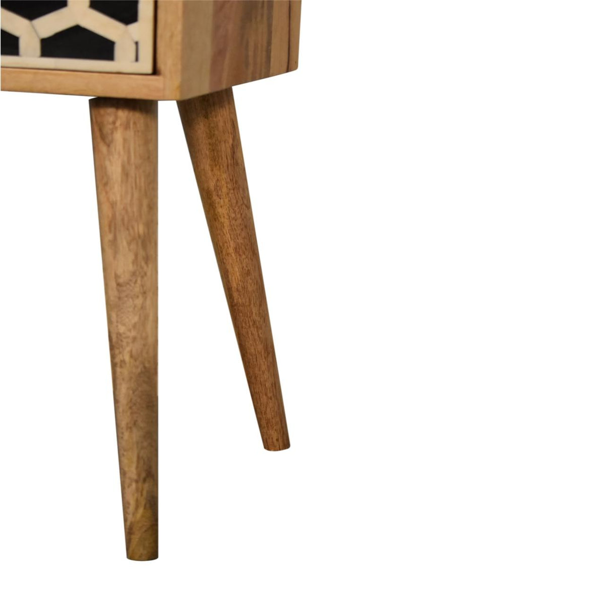 Mini Bone Inlay Bedside Table | Handcrafted Pattern | Compact Bedroom Storage