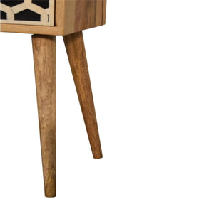 Mini Bone Inlay Bedside Table | Handcrafted Pattern | Compact Bedroom Storage
