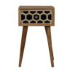 Mini Bone Inlay Bedside Table | Handcrafted Pattern | Compact Bedroom Storage