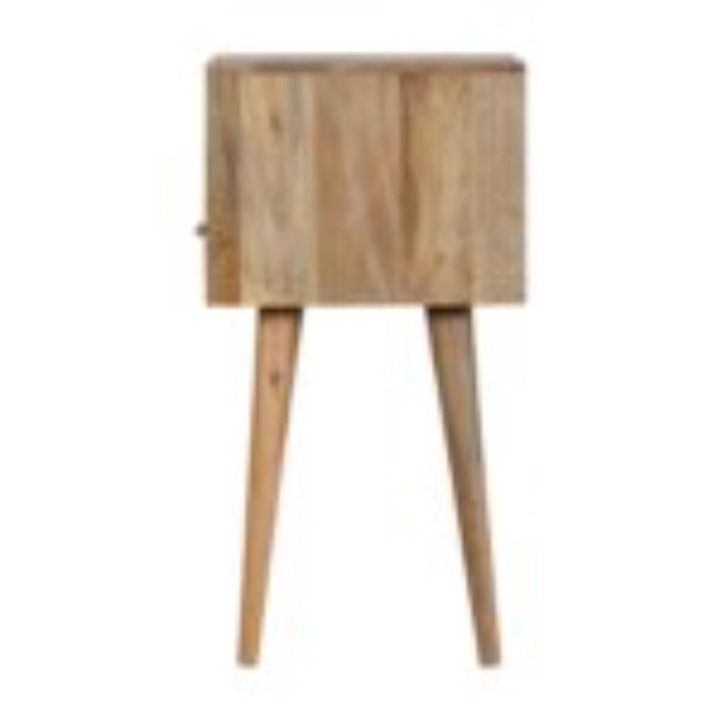 Mini Cement Chip Bedside Table | Solid Mango Wood | Single Drawer Storage
