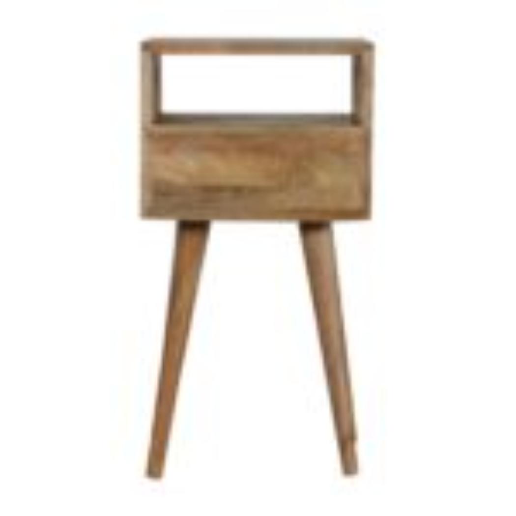 Mini Cement Chip Bedside Table | Solid Mango Wood | Single Drawer Storage