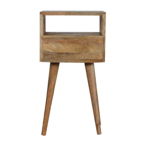 Mini Cement Chip Bedside Table | Solid Mango Wood | Single Drawer Storage
