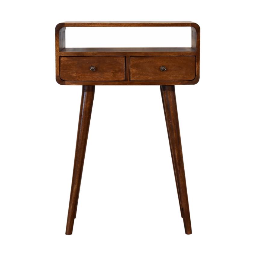 Mini Chestnut Console Table | Solid Mango Wood | Compact Entryway Table