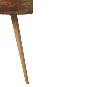 Mini Circular Bedside Table | Oak-Inspired Finish | Compact Rounded Storage