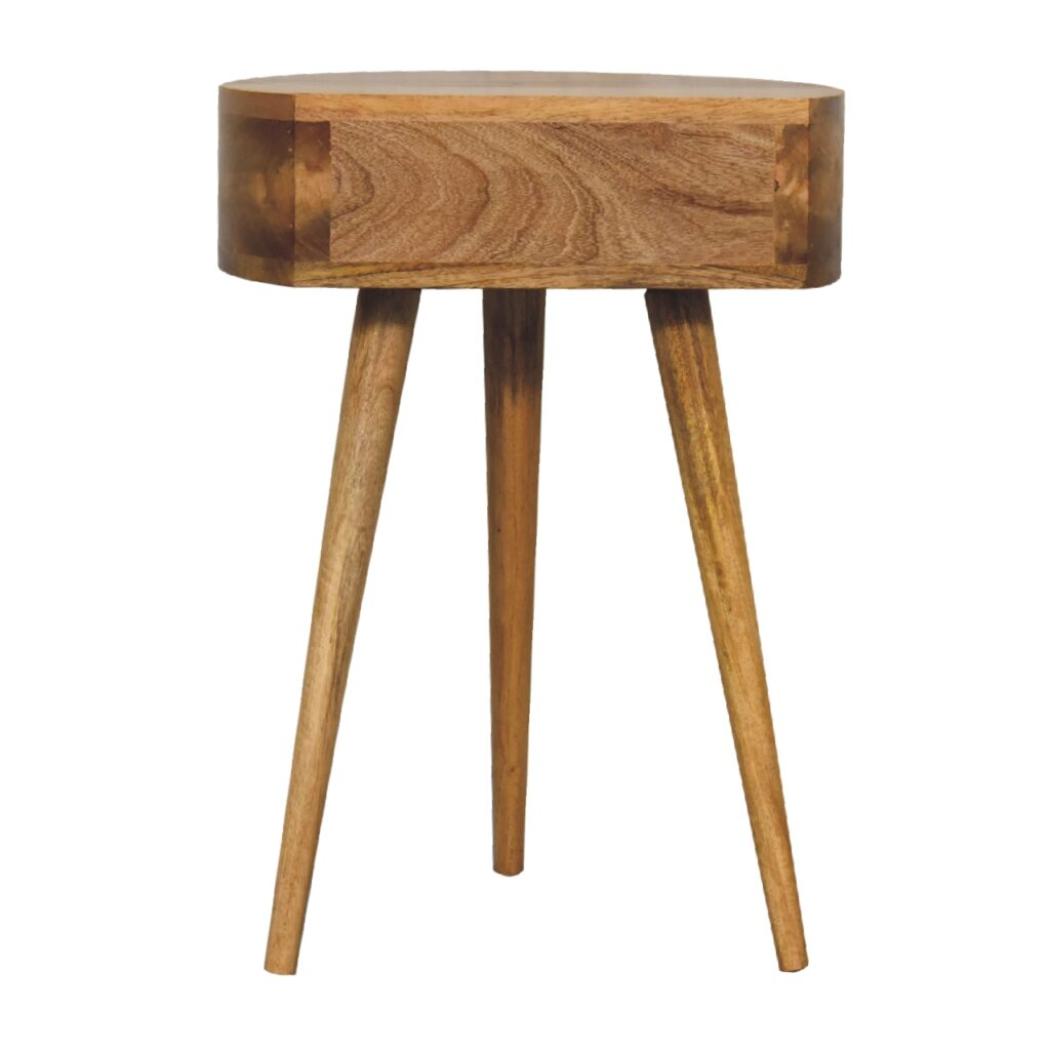 Mini Circular Bedside Table | Oak-Inspired Finish | Compact Rounded Storage