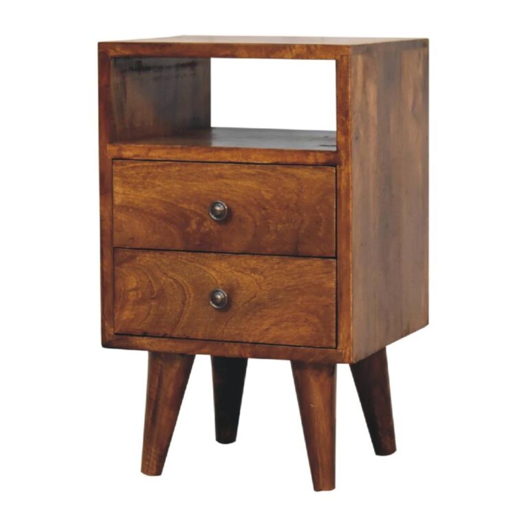 Mini Classic Bedside Table | Chestnut Finish | Compact Bedroom Storage