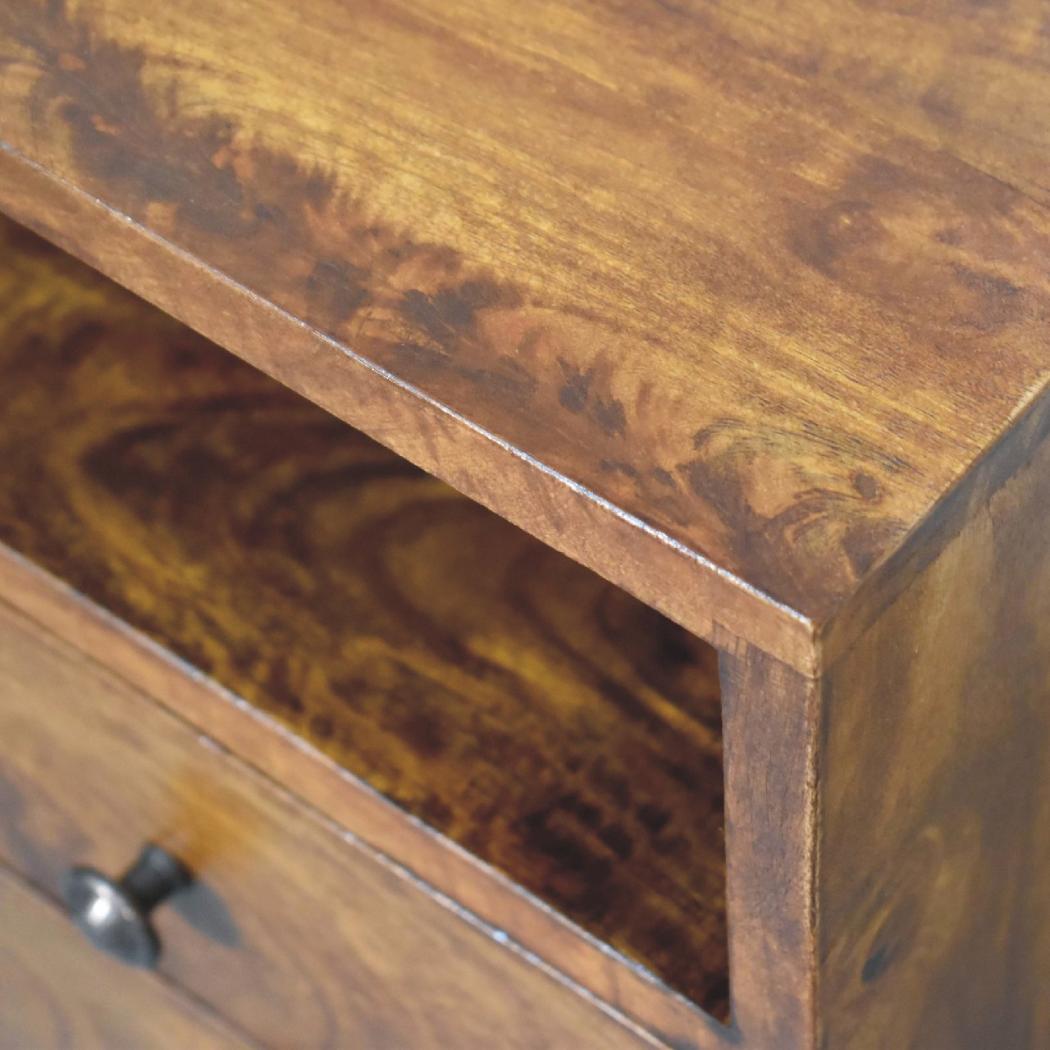 Mini Classic Bedside Table | Chestnut Finish | Compact Bedroom Storage