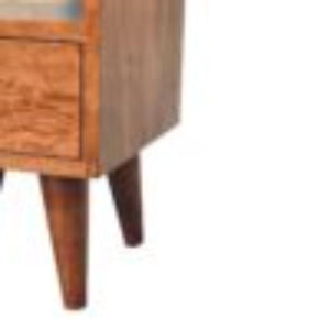 Mini Classic Bedside Table | Solid Mango Wood | Honey Caramel Finish | 2 Drawer Nightstand with Open Shelf