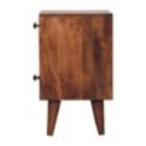 Mini Classic Bedside Table | Solid Mango Wood | Honey Caramel Finish | 2 Drawer Nightstand with Open Shelf
