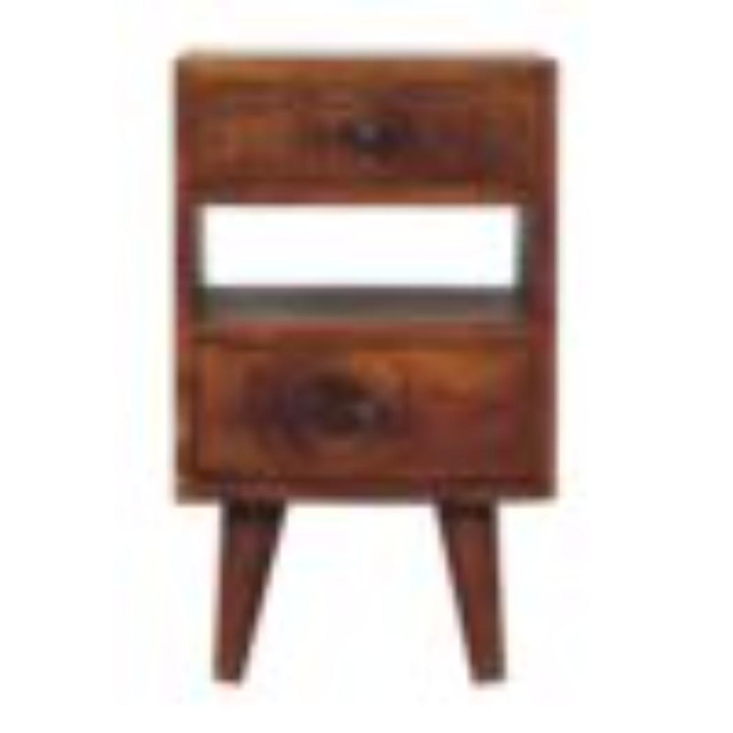Mini Classic Multi Bedside Table | Chestnut Finish | Compact Storage