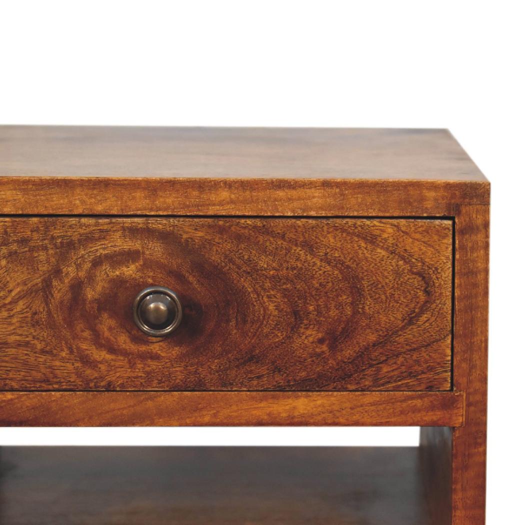 Mini Classic Multi Bedside Table | Chestnut Finish | Compact Storage
