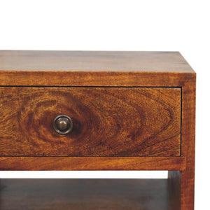 Mini Classic Multi Bedside Table | Chestnut Finish | Compact Storage
