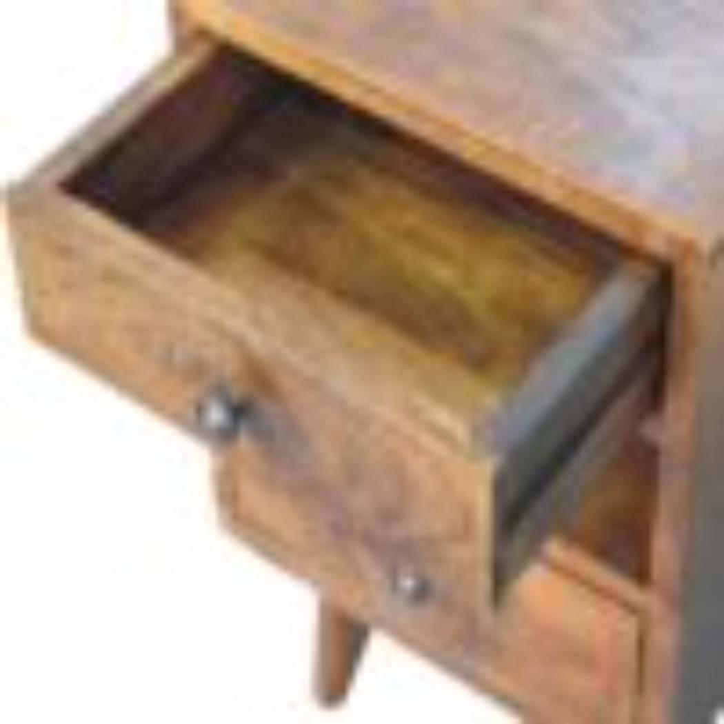 Mini Classic Multi Bedside Table | Chestnut Finish | Compact Storage