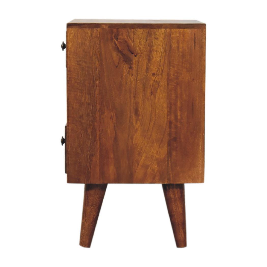 Mini Classic Multi Bedside Table | Chestnut Finish | Compact Storage