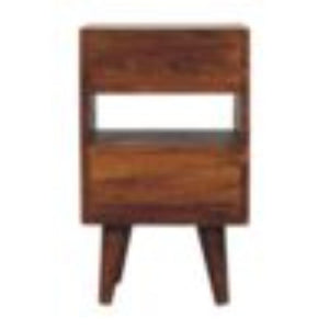 Mini Classic Multi Bedside Table | Chestnut Finish | Compact Storage