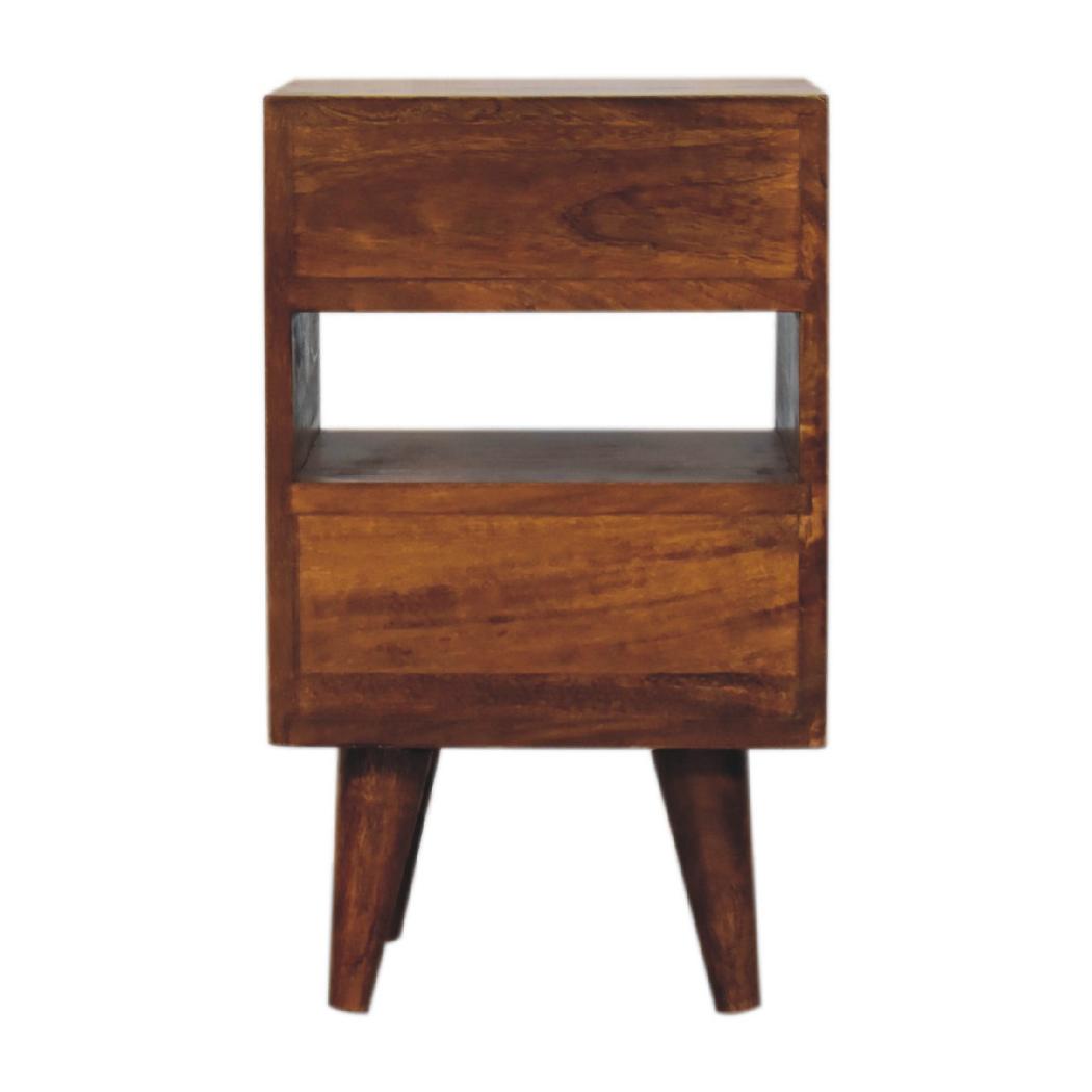 Mini Classic Multi Bedside Table | Chestnut Finish | Compact Storage