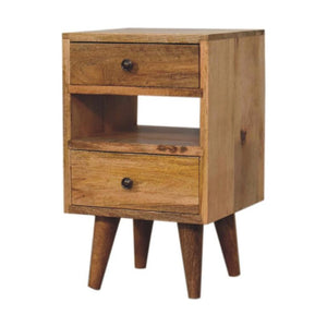 Mini Classic Multi Bedside Table | Oak Finish | Compact Storage
