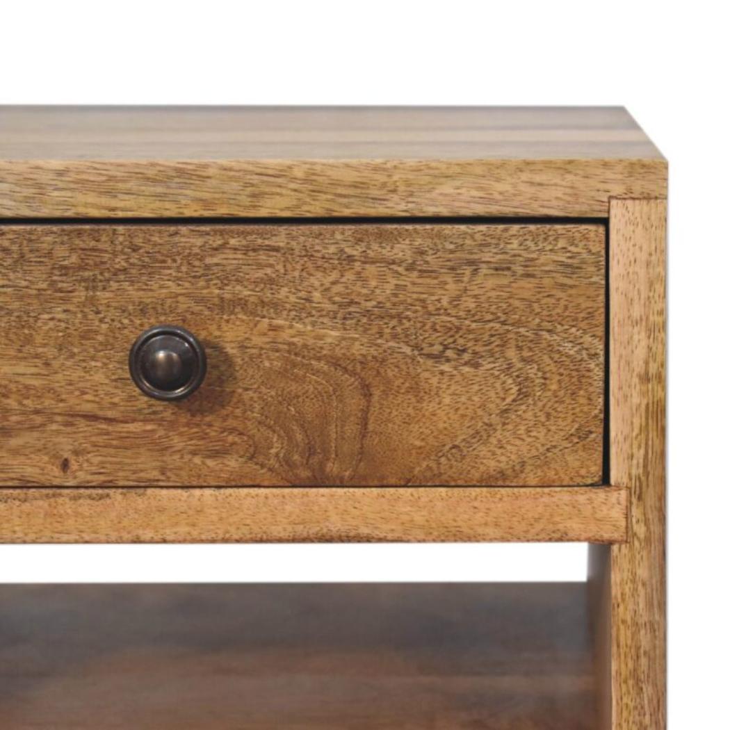 Mini Classic Multi Bedside Table | Oak Finish | Compact Storage