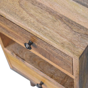 Mini Classic Multi Bedside Table | Oak Finish | Compact Storage