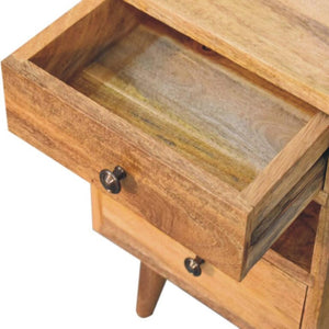 Mini Classic Multi Bedside Table | Oak Finish | Compact Storage