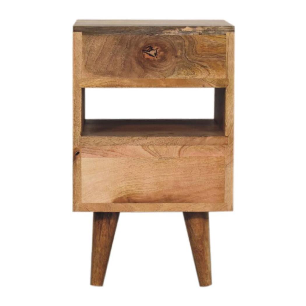 Mini Classic Multi Bedside Table | Oak Finish | Compact Storage