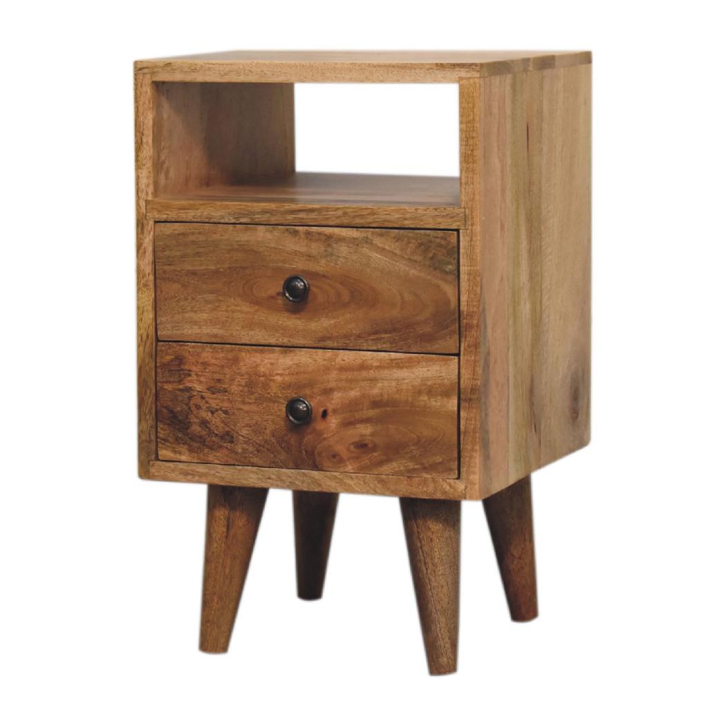 Mini Classic Open Bedside Table | Oak Finish | Open Shelf Storage