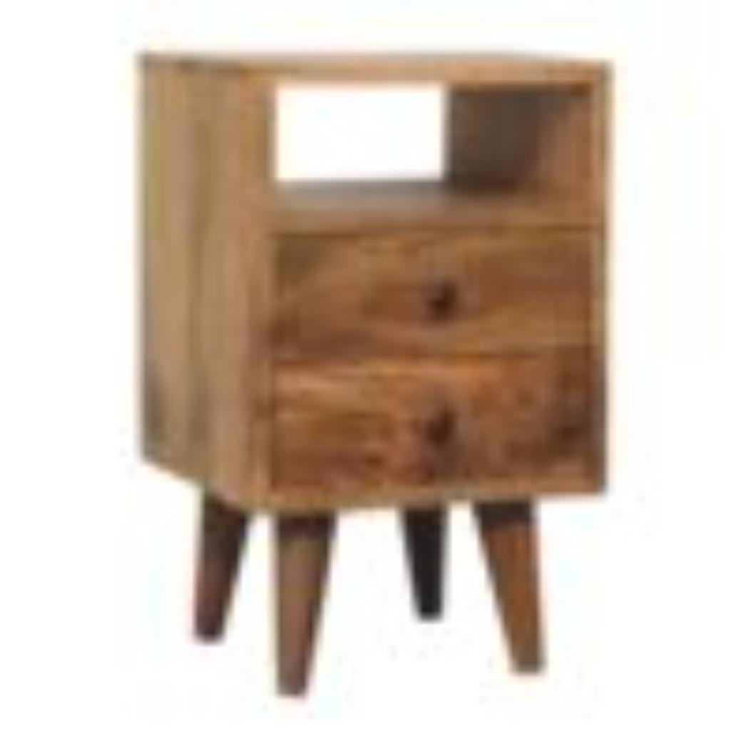 Mini Classic Open Bedside Table | Oak Finish | Open Shelf Storage
