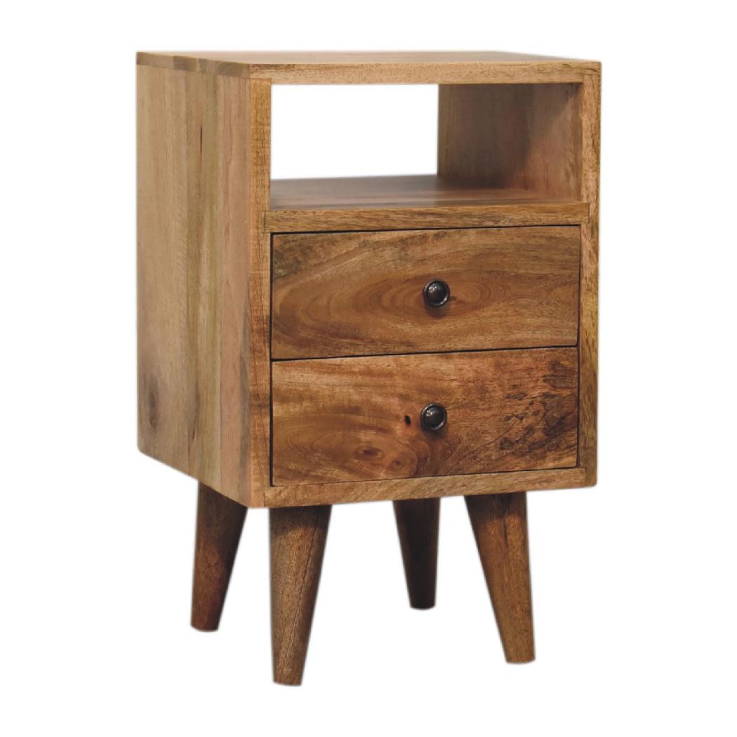 Mini Classic Open Bedside Table | Oak Finish | Open Shelf Storage