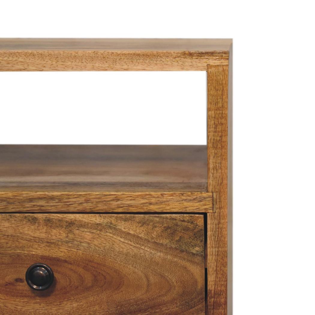 Mini Classic Open Bedside Table | Oak Finish | Open Shelf Storage