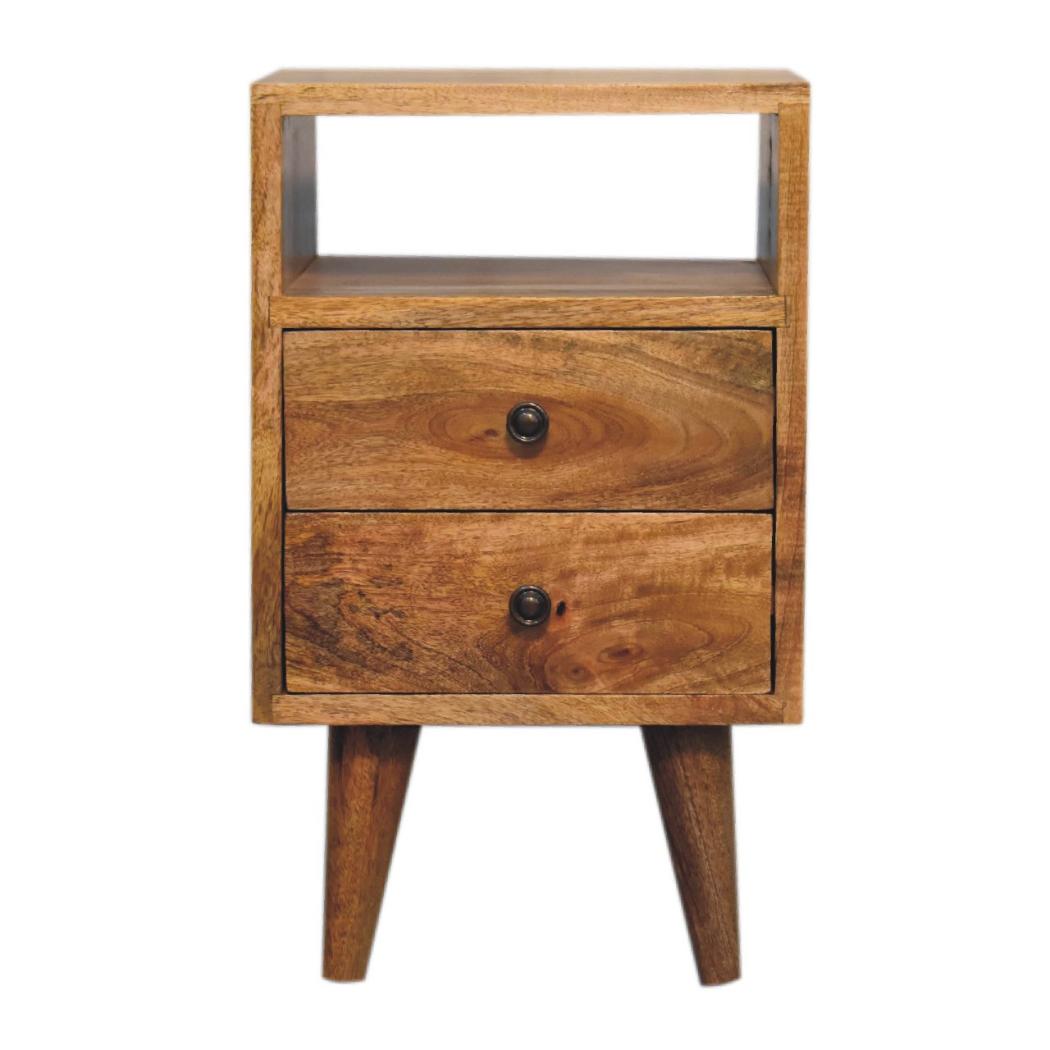Mini Classic Open Bedside Table | Oak Finish | Open Shelf Storage