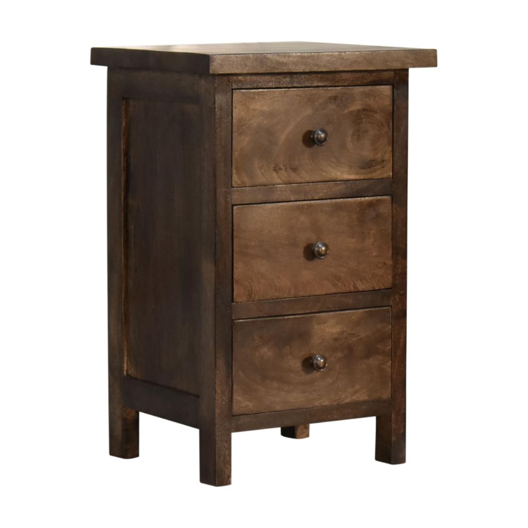 Mini Country Bedside Table | Classic Grey Finish | Compact Rustic Storage