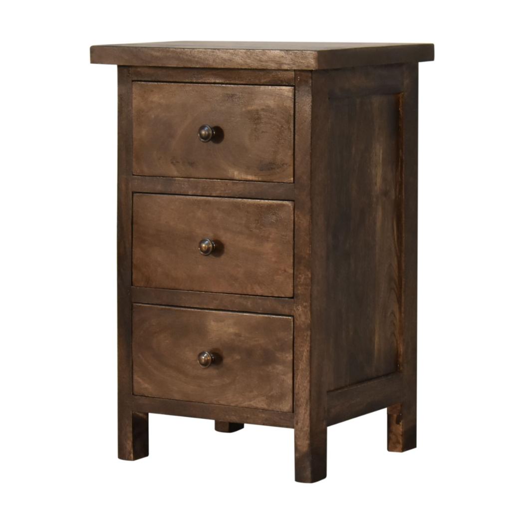 Mini Country Bedside Table | Classic Grey Finish | Compact Rustic Storage