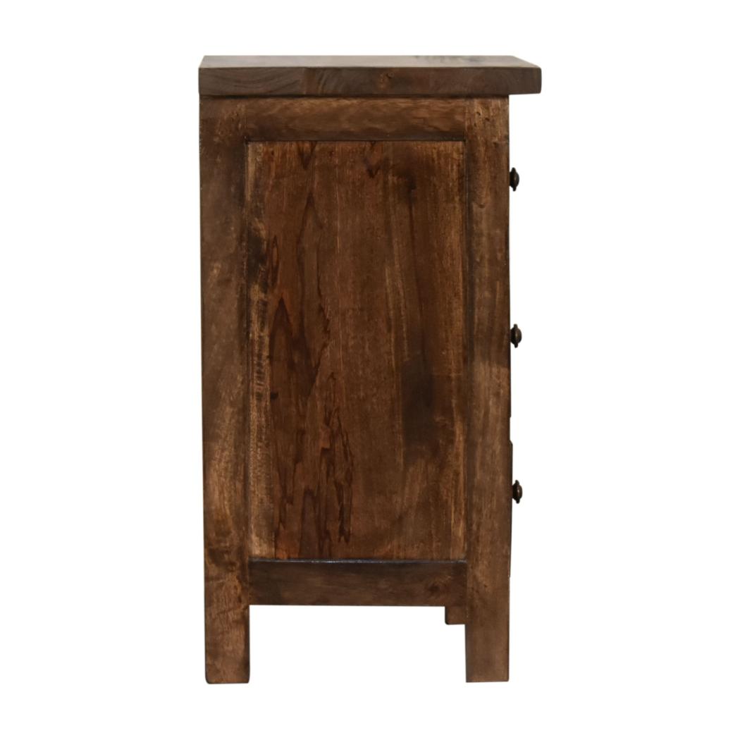 Mini Country Bedside Table | Classic Grey Finish | Compact Rustic Storage