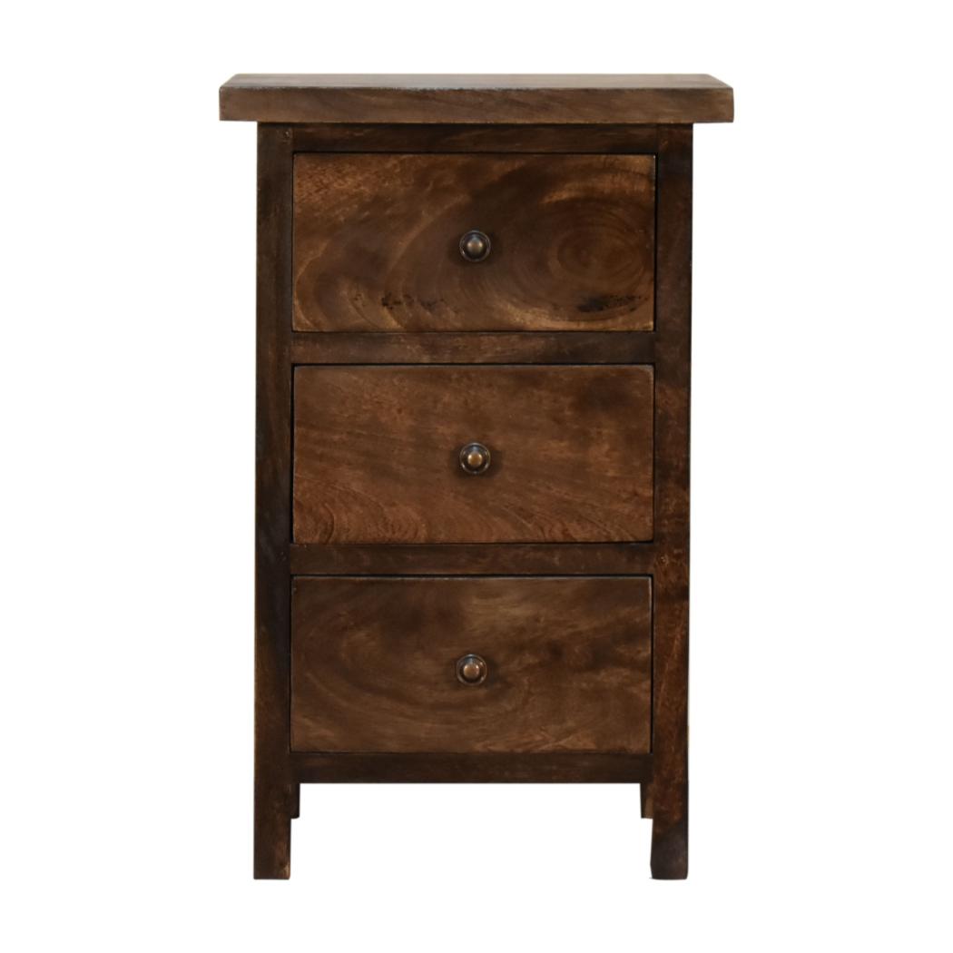 Mini Country Bedside Table | Classic Grey Finish | Compact Rustic Storage