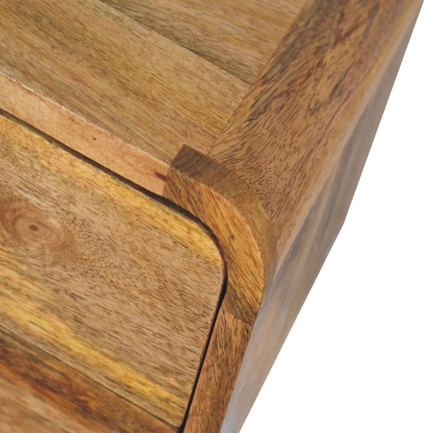 Mini Curve Oak-ish Floating Bedside | Solid Mango Wood | Wall Mounted
