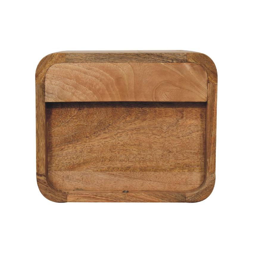 Mini Curve Oak-ish Floating Bedside | Solid Mango Wood | Wall Mounted
