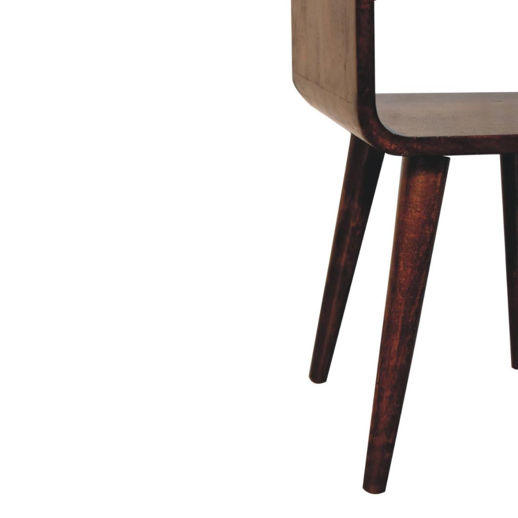 Mini Curved Bedside | Solid Mango Wood | California Walnut Finish | Lower Shelf