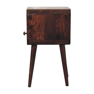 Mini Curved Bedside | Solid Mango Wood | California Walnut Finish | Open Shelf