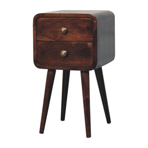 Mini Curved Bedside | Solid Mango Wood | California Walnut Finish