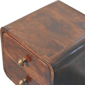 Mini Curved Bedside | Solid Mango Wood | California Walnut Finish