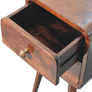 Mini Curved Bedside | Solid Mango Wood | California Walnut Finish