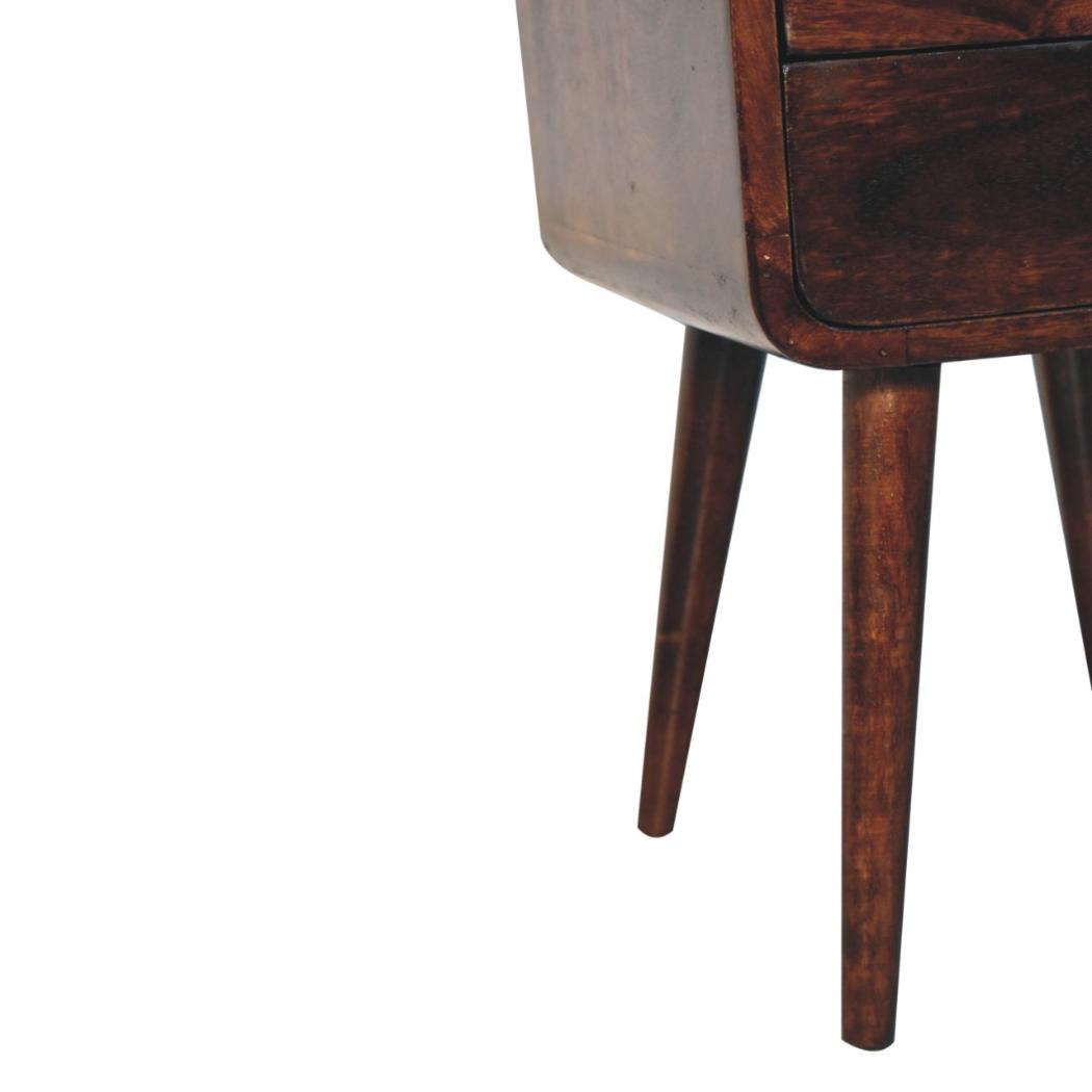 Mini Curved Bedside | Solid Mango Wood | California Walnut Finish
