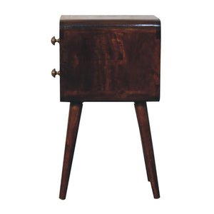 Mini Curved Bedside | Solid Mango Wood | California Walnut Finish