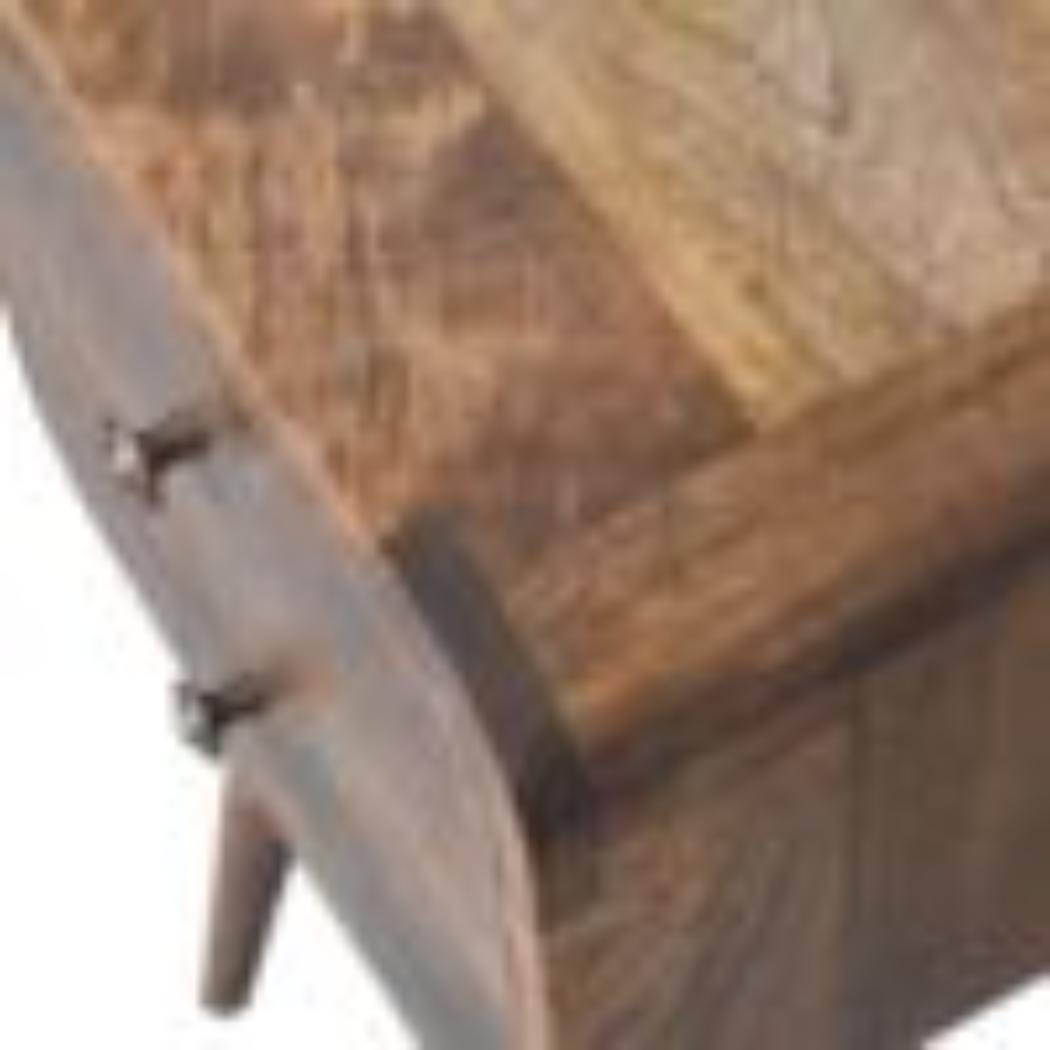 Mini Curved Bedside Table | Grey Wash Finish | Compact Bedroom Storage