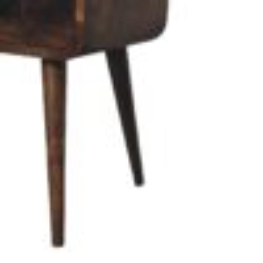 Mini Curved Bedside Table | Grey Wash Finish | Compact Bedroom Storage