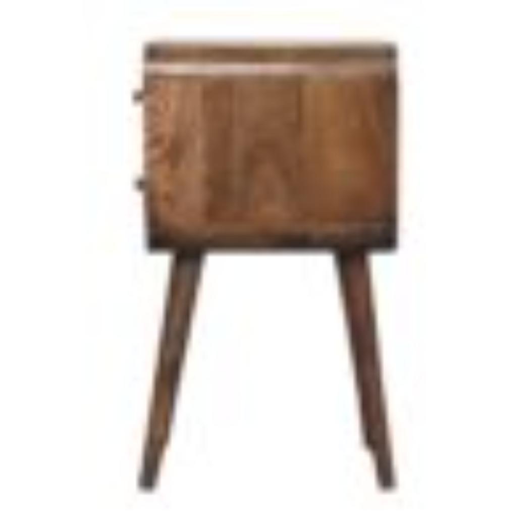 Mini Curved Bedside Table | Grey Wash Finish | Compact Bedroom Storage