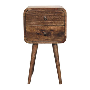 Mini Curved Bedside Table | Grey Wash Finish | Compact Bedroom Storage