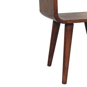 Mini Curved Bedside Table | Solid Mango Wood | Honey Caramel Finish | 1 Drawer Nightstand with Open Shelf